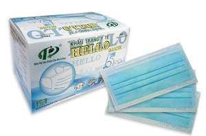 KHẨU TRANG Y TẾ HELLO MASK (5 LỚP MÀU XANH  - 50 Cái/Hộp )